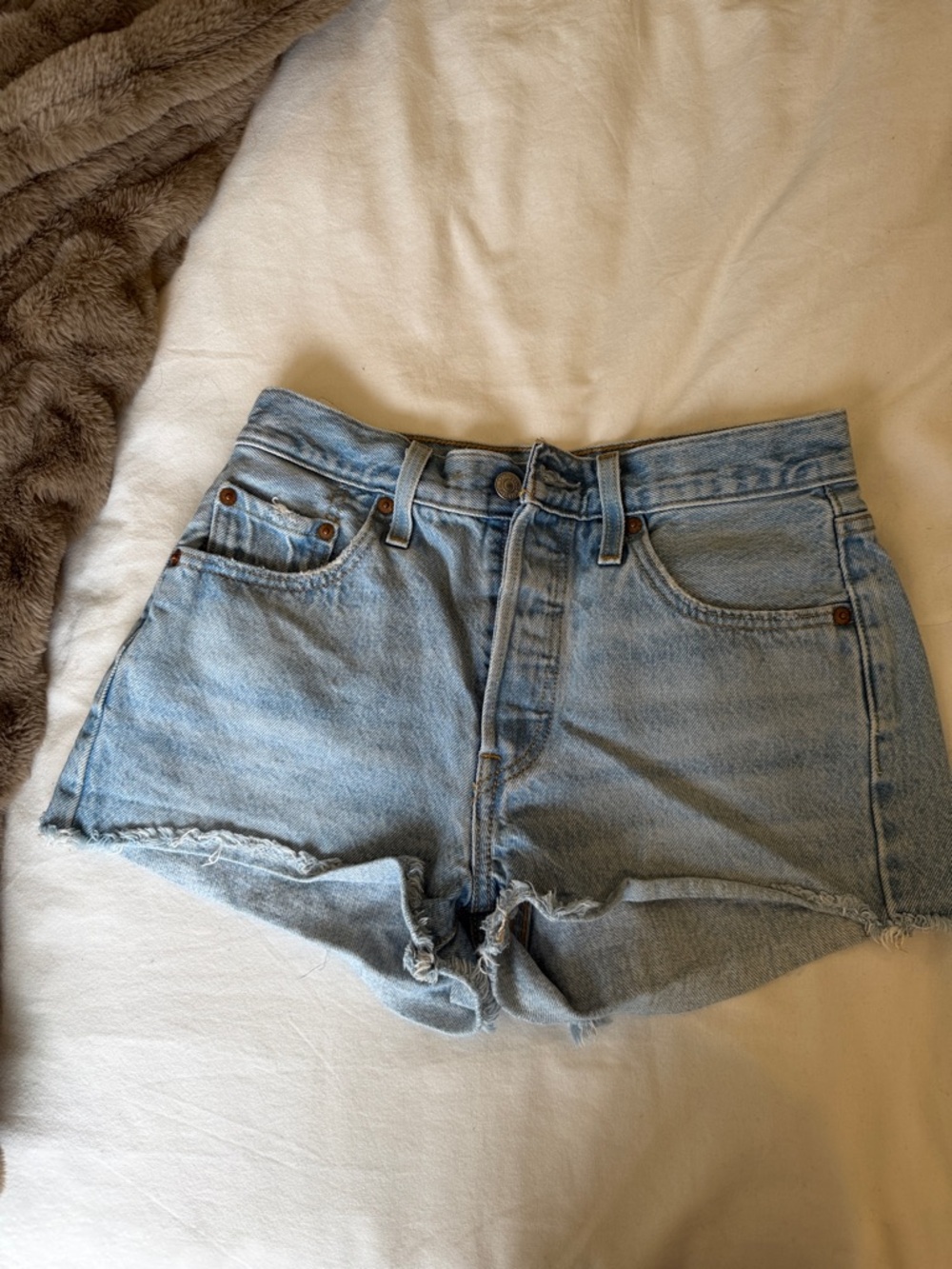 Levi's Light Blue High-Rise Cutoff Denim Shorts